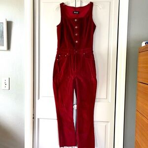 Etica Deep Red Corduroy Jumpsuit